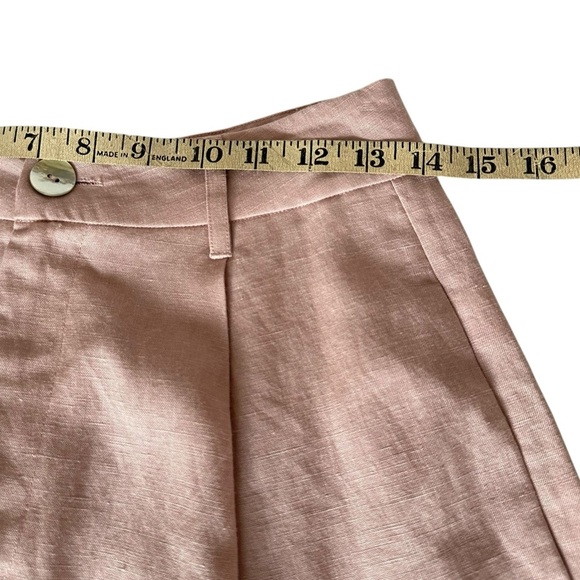 NIA ASH PINK LINEN BLEND TROUSER SHORTS SIZE SMALL - Picture 10 of 13